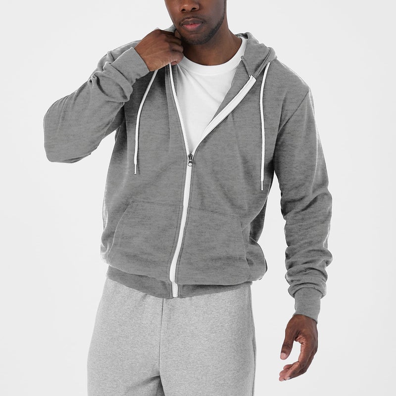 Ohoo Men's Zip Up Hoodie Lightweight Slim Fit Sweatshirt Full Zip Hooded Jacket / DCF002-DEEPGREY-M - Image 2